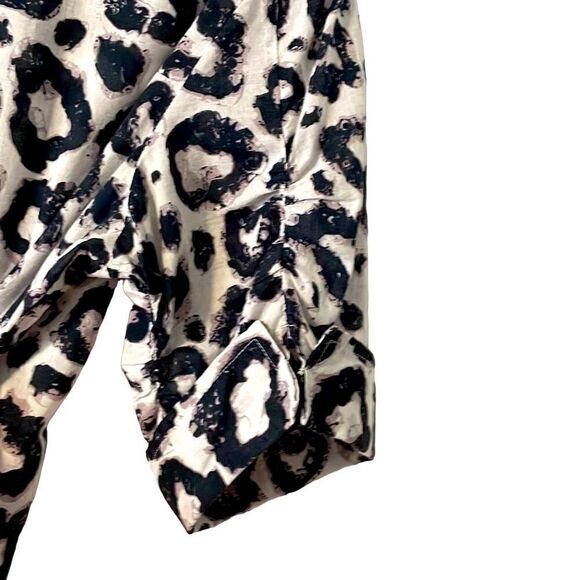 Ann Taylor white & black abstract print light cotton short sleeve blouse 12 - Picture 5 of 11